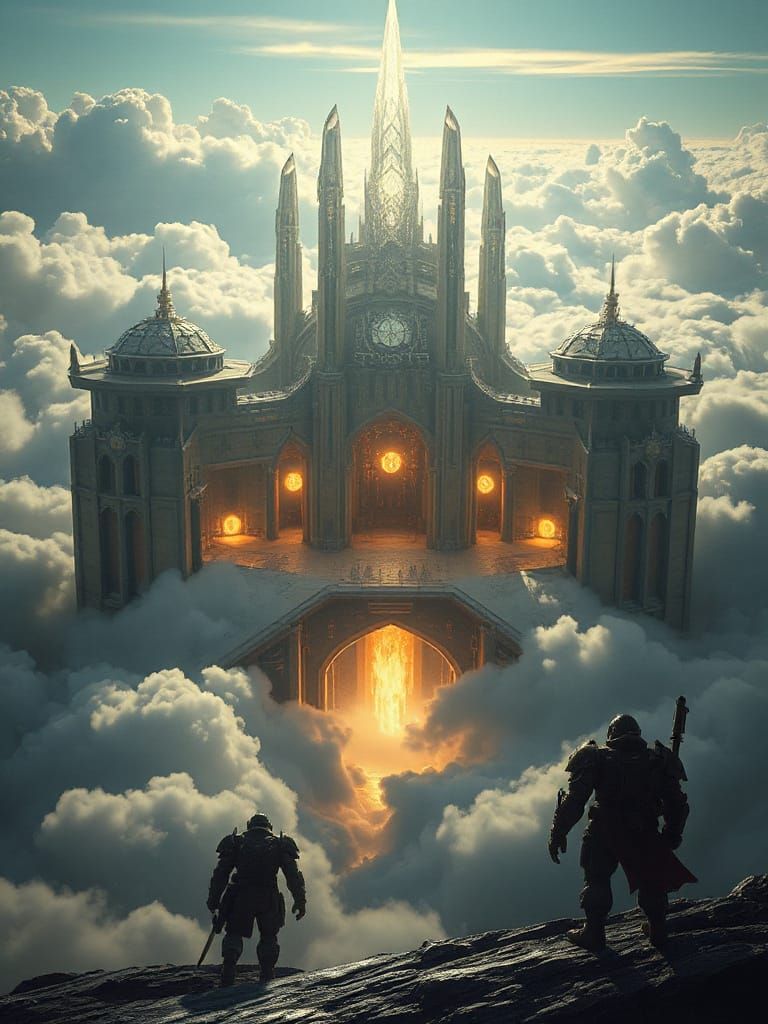 Ancient Alien Fortress Rises from Cloudy Skies