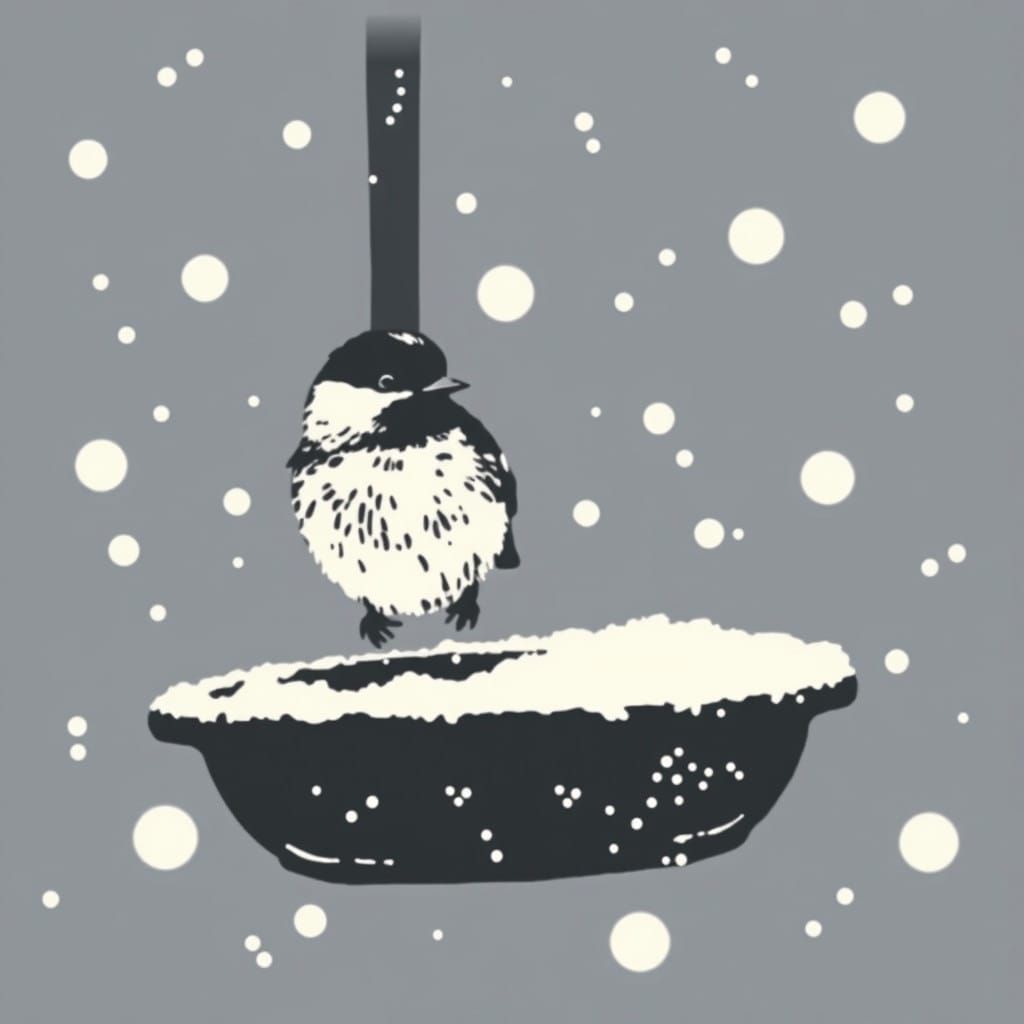 Black Capped Chickadee in a Snowy Woodland Scene