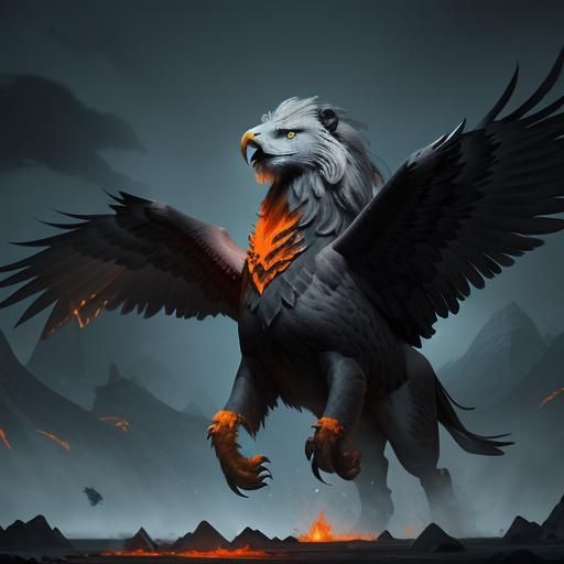 Eagle, Lion, and Winged Horse in Matte Painting Style