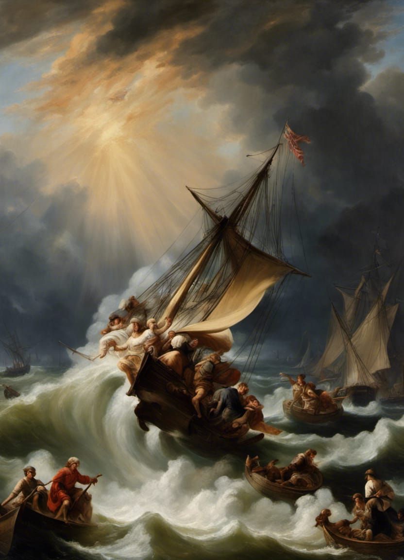 Storm on the Sea of Galilee: Gouache Watercolor Painting