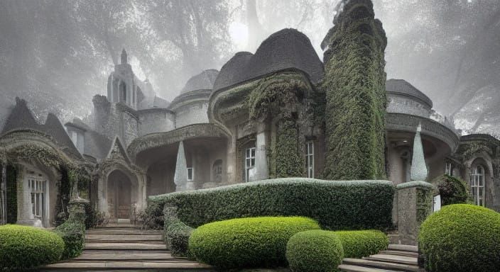 Gothic Hollywood Mansion in Eerie, Art Deco Splendor