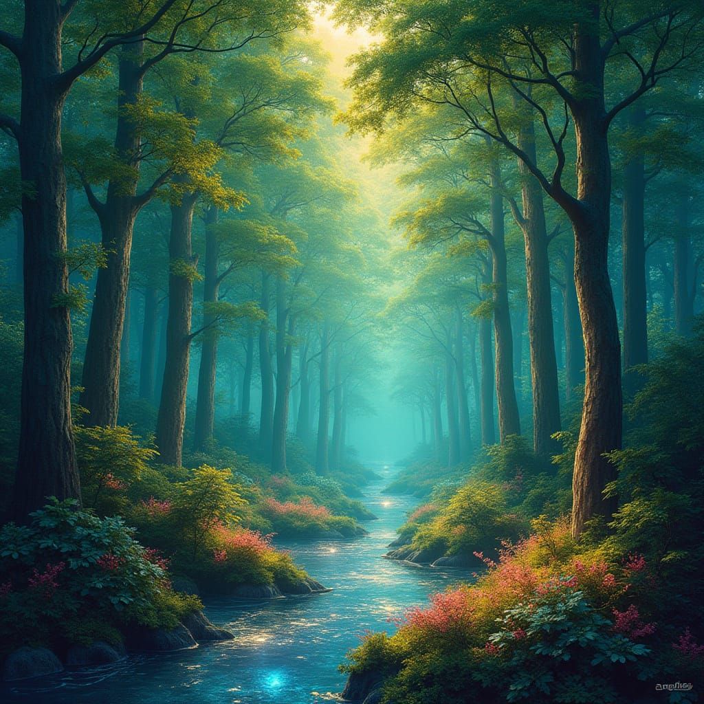 Luminescent Forest Composed of Crystalline Fractals in Shimm...