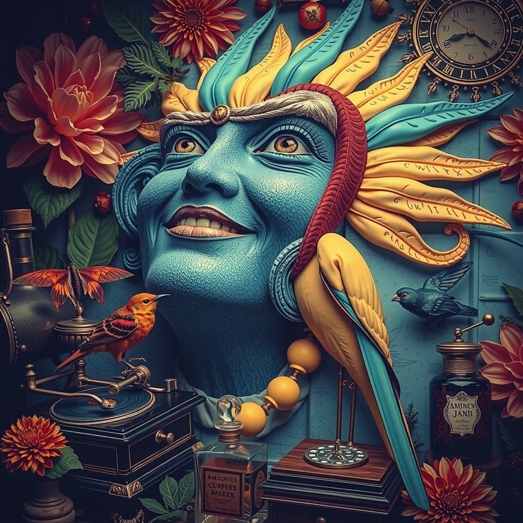 Photorealistic Mature Lady in Surreal Scene