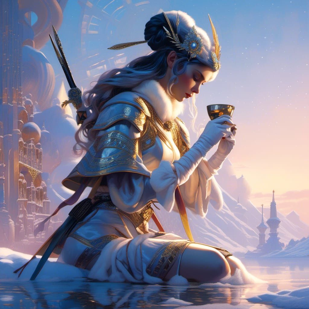 Double Exposure Elf in Art Nouveau Style