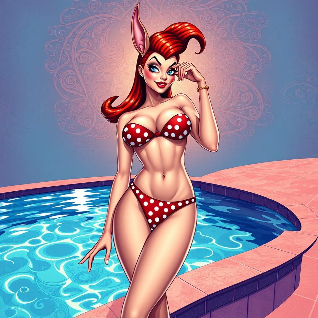 Jessica Rabbit Posing in Polka Dot Bikini