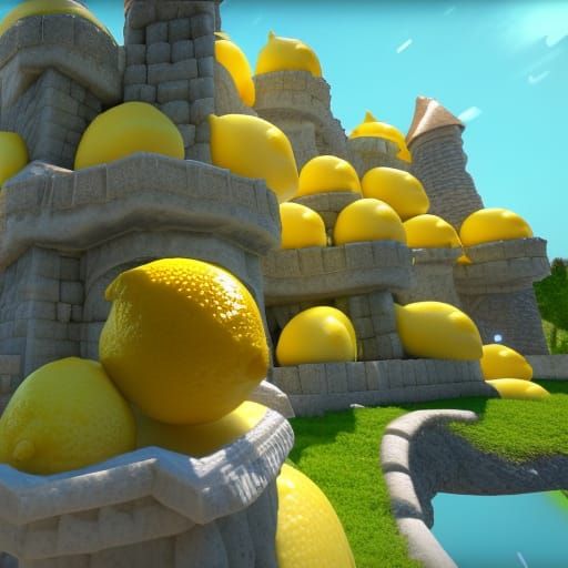 Lemon Fantasy Castle with Flying Lemon Fairies