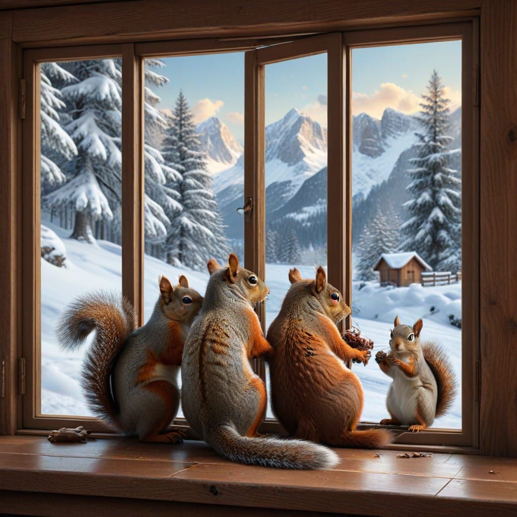 Squirrels in Winter Wonderland