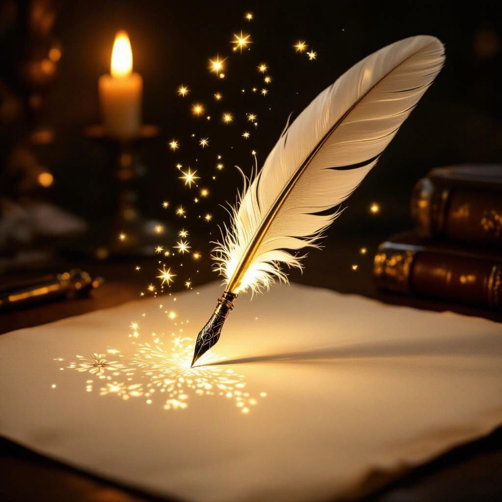 Glowing Quill Creates Floral Magic on Parchment