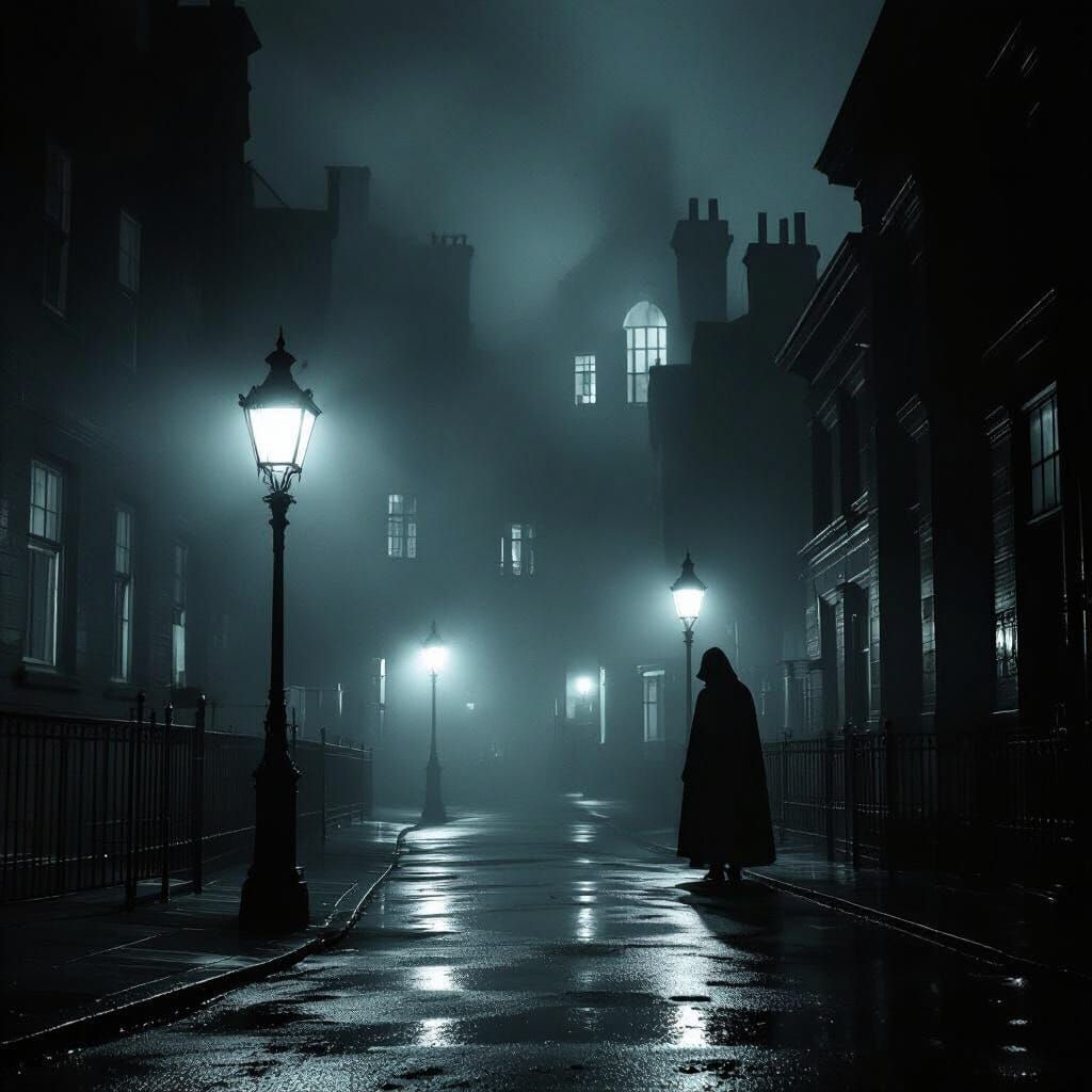 Victorian Hospital Figure in Stark Black and White