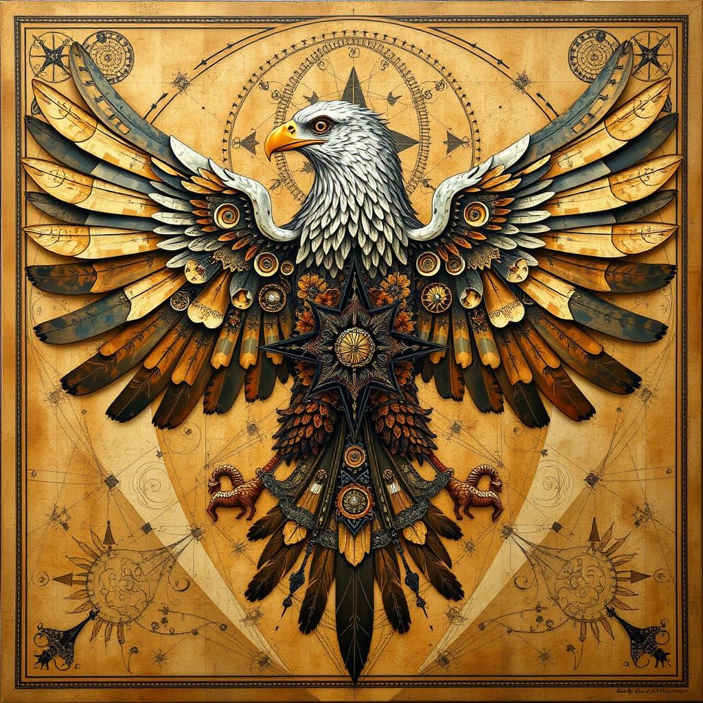 Eagle Piano Sculpture: Bosch and Haeckel Inspired Art