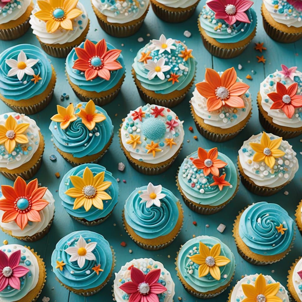 Stunning Summer Cupcakes with Crystal Decorations