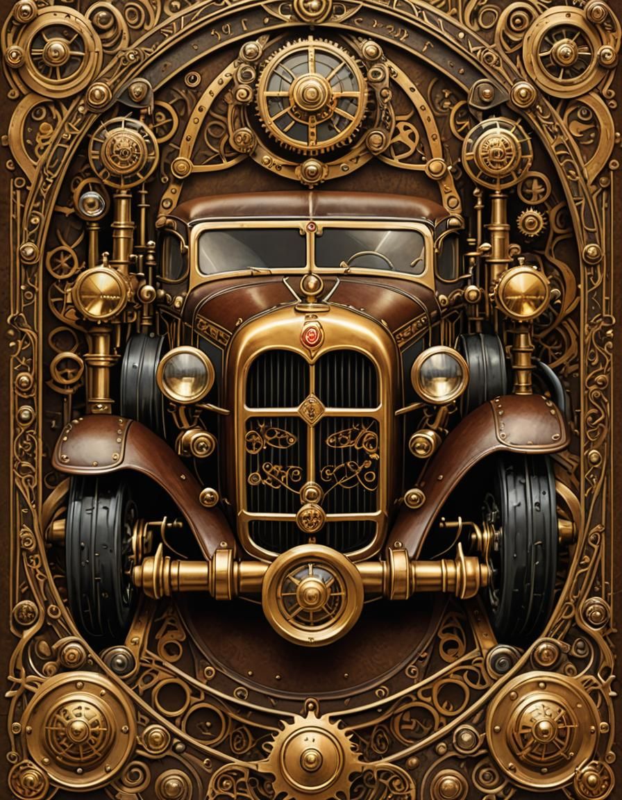 Steampunk Tarot card, The Chariot,