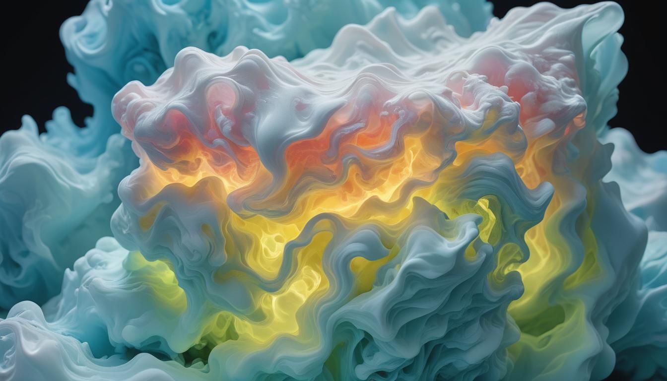 Abstract Velvet Sculpture in Expressionist Impasto Style