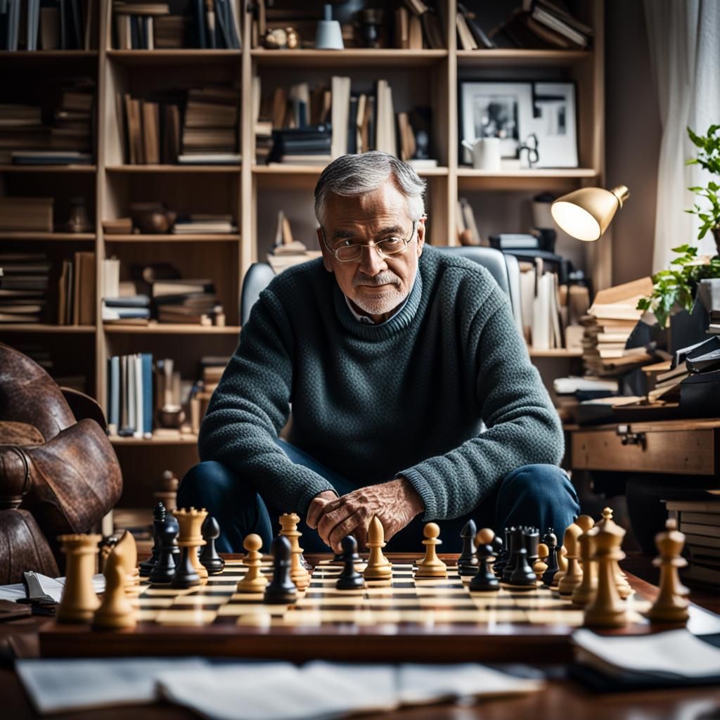Chess Grandmaster's Cosy Study: Professional Photography