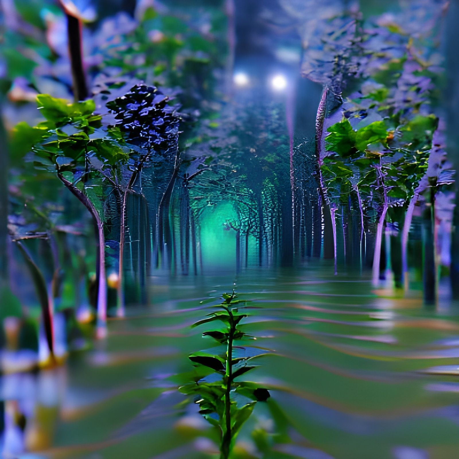 Enchanted Deep Green Forest in Fantasy Style