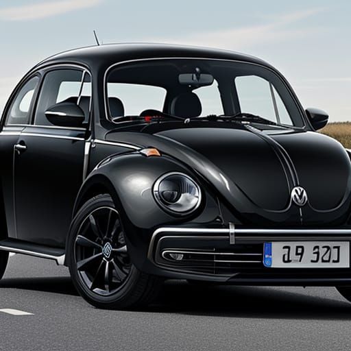 Vintage Volkswagen Beetle Cruises Down a Deserted Road