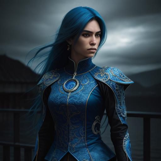 Hyperrealistic Sagitario Blue in Sharp Focus