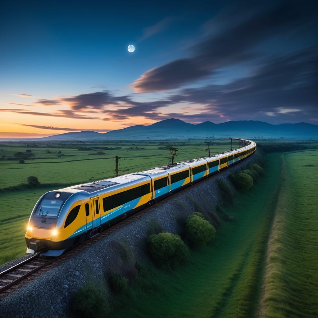 Solar Train Glides Through Celestial Railway