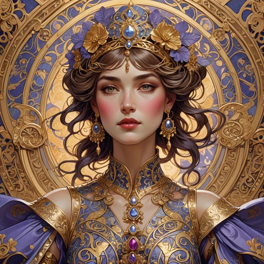 Empress on Byzantine Runway in Art Nouveau Style