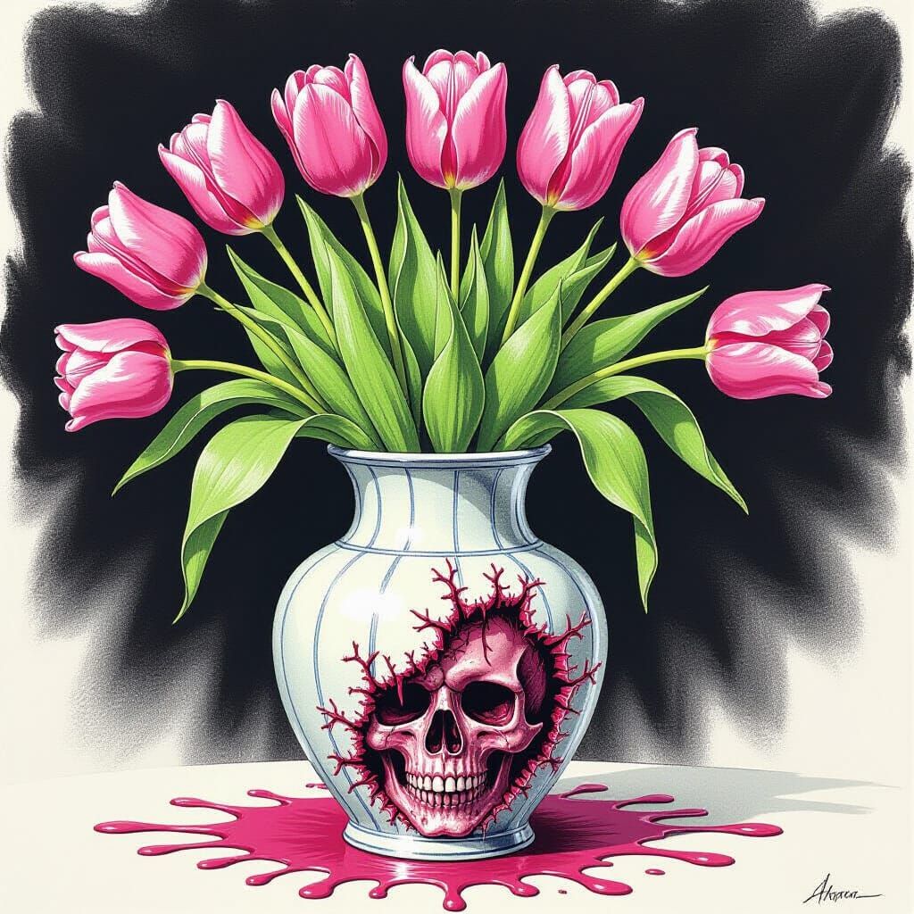 Tulips Reveal Grotesque Limbs in Pen and Ink Style