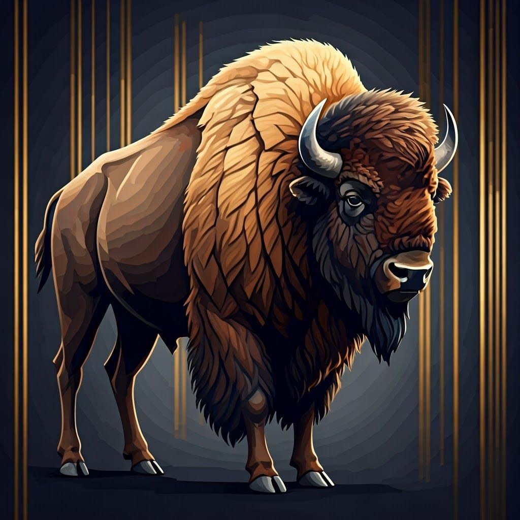 Abstract Art Deco Bison in Geometric Style