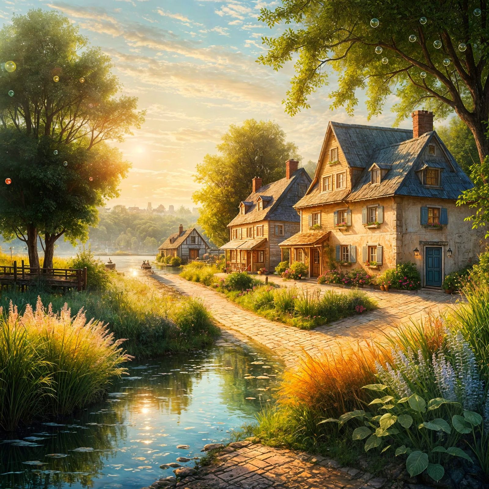 Cozy Underwater Village in a Warm Kitchen Setting