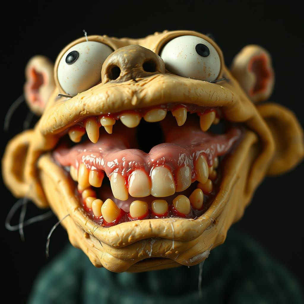 Grotesque Muppet Portrait in a Macabre Aesthetic