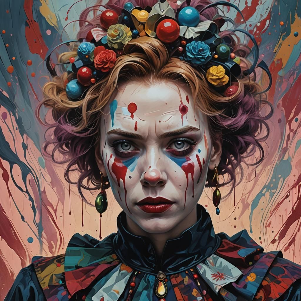 Clown Makeup Portrait in Dark Fantasy Style