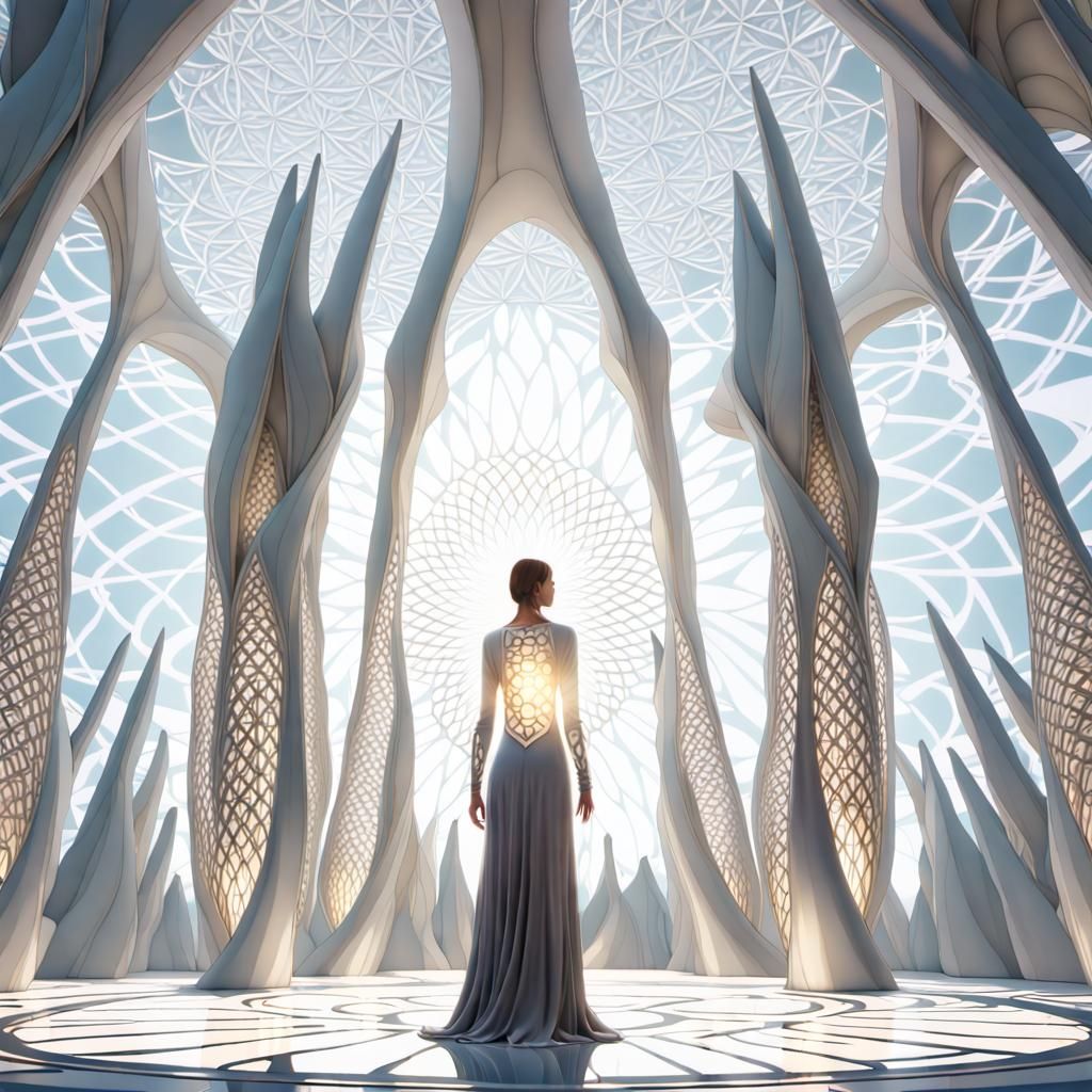 Spirit Druid in Lotus Temple: Surreal Concept Art