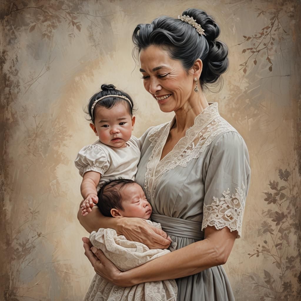 Mother and Child: Heartwarming Impasto Art