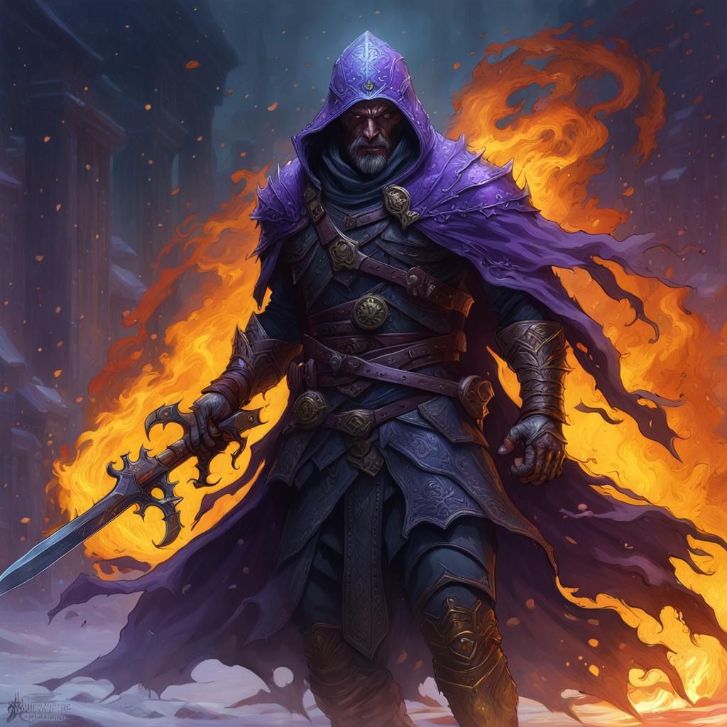 Undead Assassin in Ice and Fire, Dark Fantasy Art
