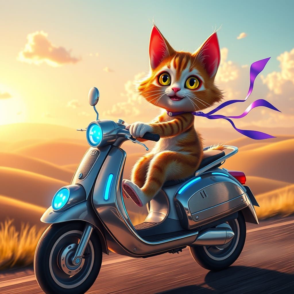 Whimsical Cat Embarks on Joyful Adventure