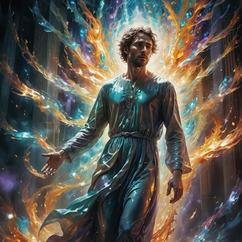 Soul Ascending to the Afterlife in Vibrant, Ethereal Light