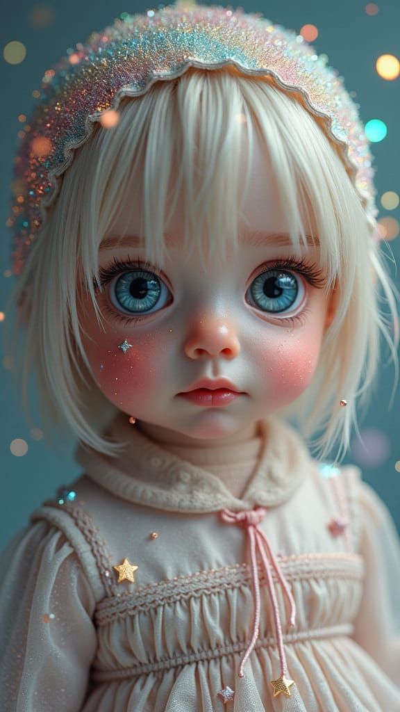 Hyperrealistic Portrait in Mother of Pearl Colors