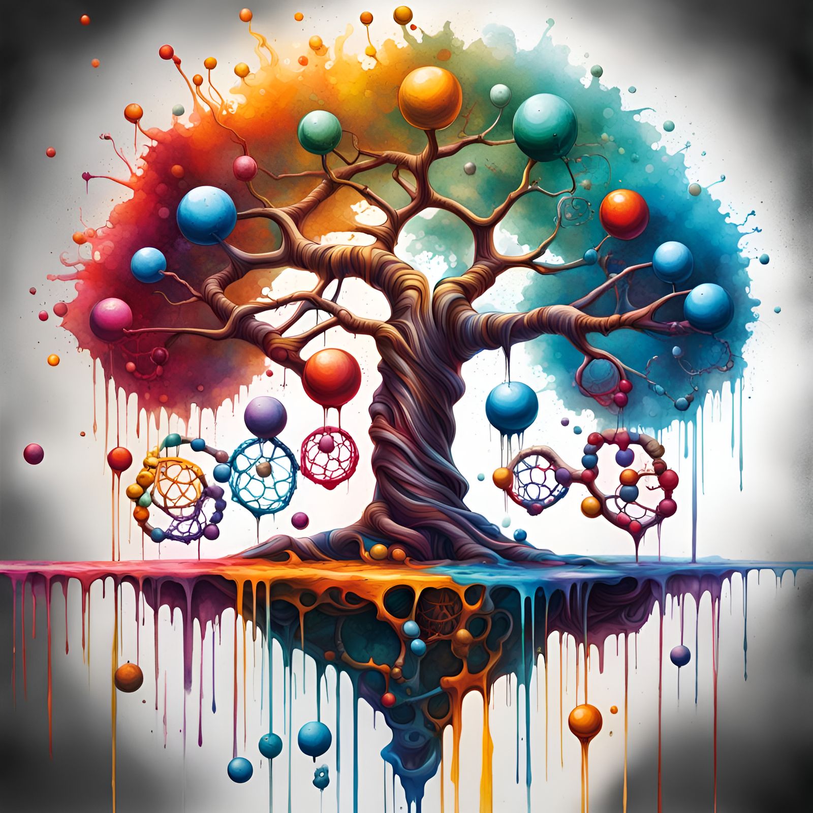 DNA Tree of Life in Graffiti Art Style