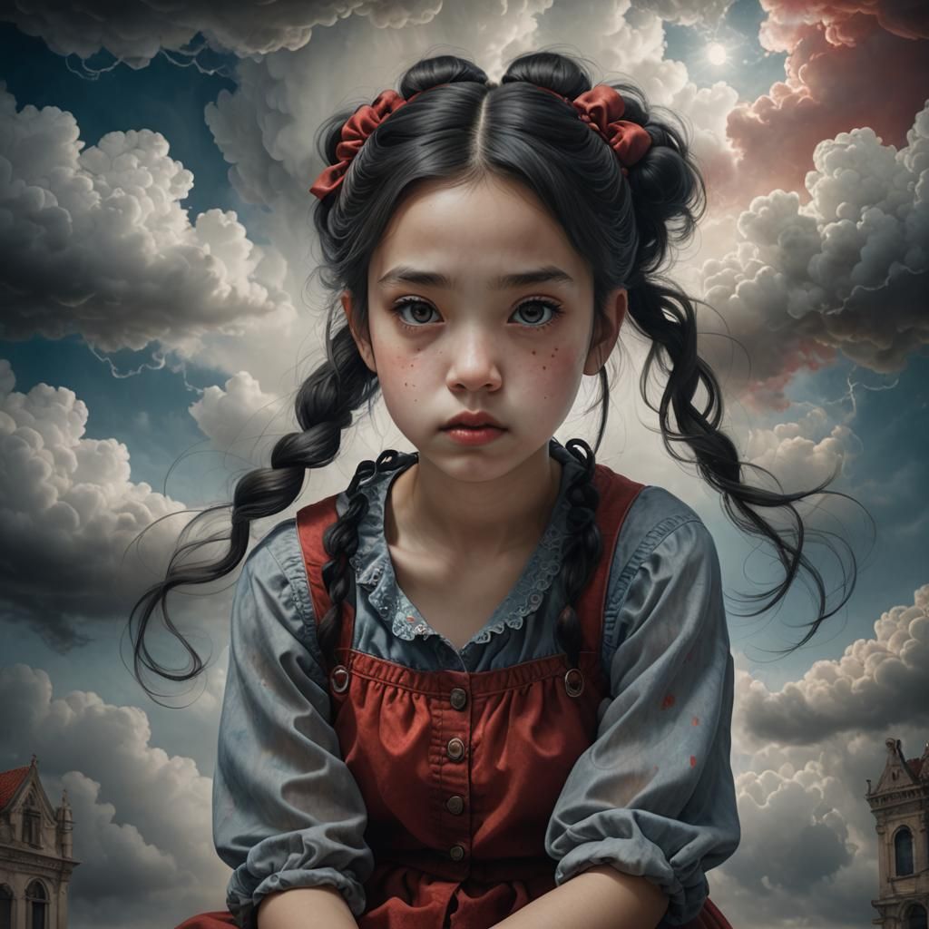 Surreal Girl Portrait in Gothic Digital Art Style