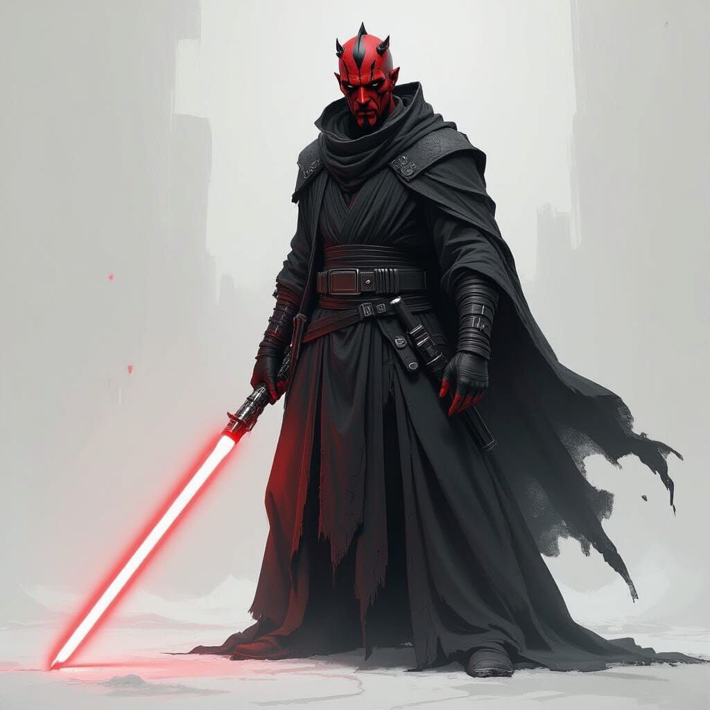 Red Zabrak Sith Lord with Double Lightsaber