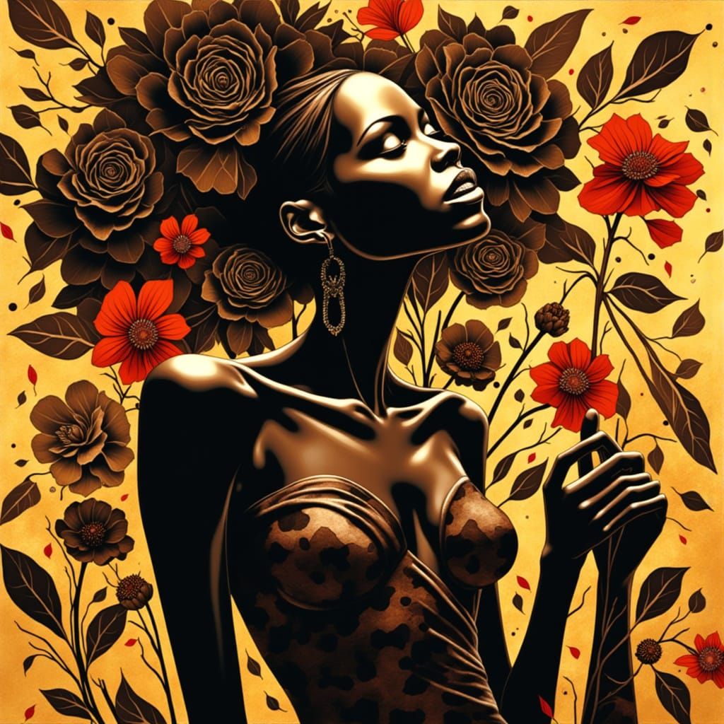 Beautiful Black Woman in Abstract AI Art