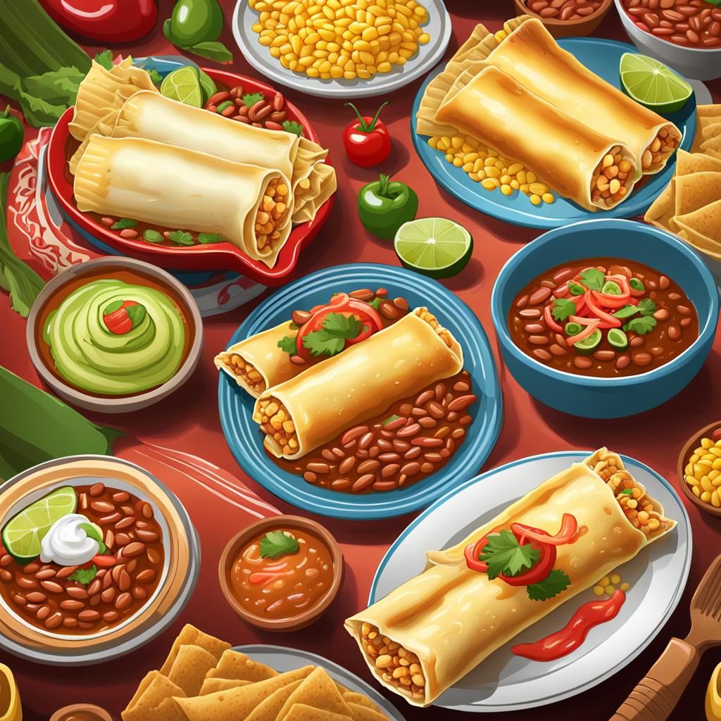 Cartoon CGI Rendering of Mexican Food Plate
