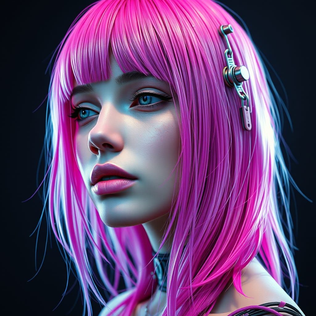 Cyberpunk Woman with Cybernetic Implants Concept Art