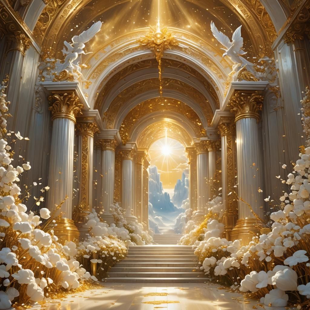 Epic Golden and White Dreamscape of Heaven