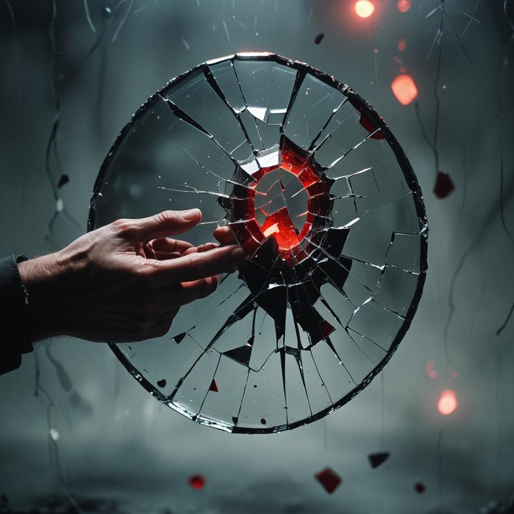 Shattered Glass Surrealism in Gothic Horror Style