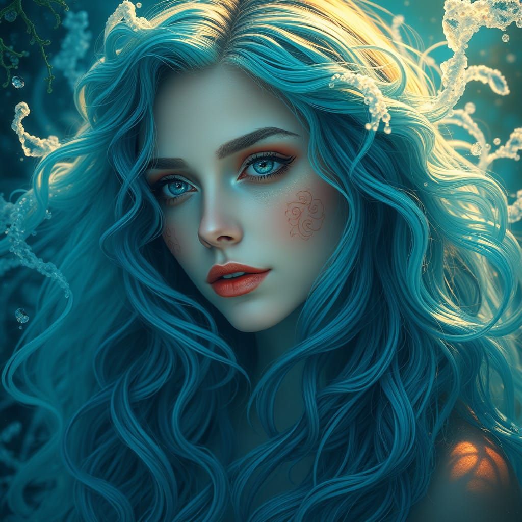 Ethereal Ocean Goddess in Hyper-Realistic Portrait