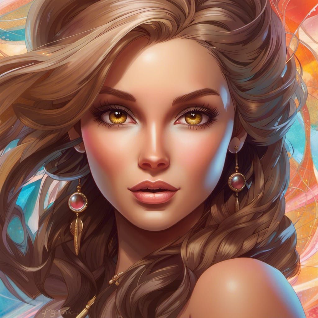 Glamorous Barbie Portrait in Art Nouveau Style