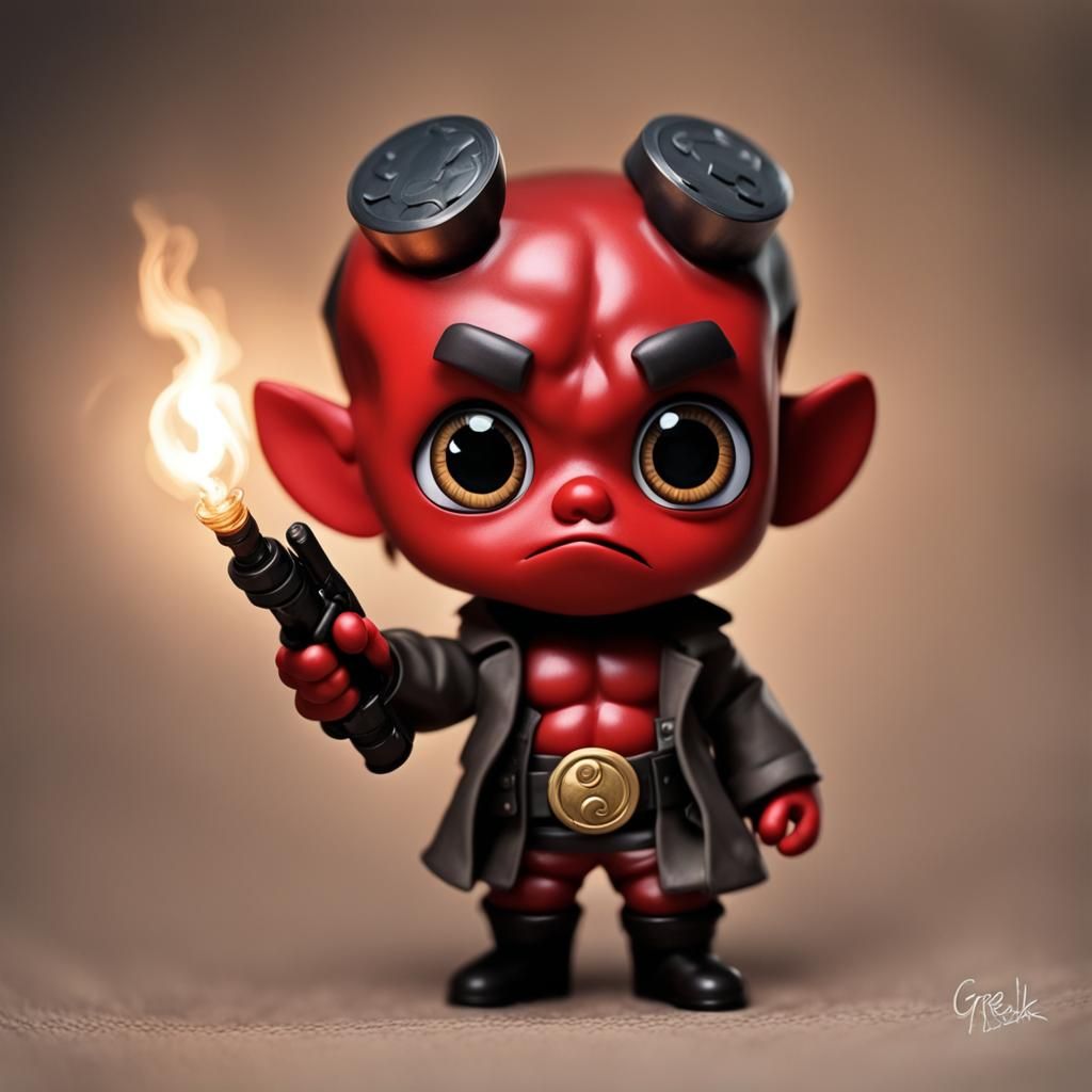 Adorable Chibi Hellboy with Rim Lighting