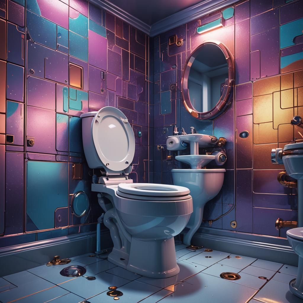 Fantastical Toilet in Sci-Fi Bathroom: Digital Matte Paintin...
