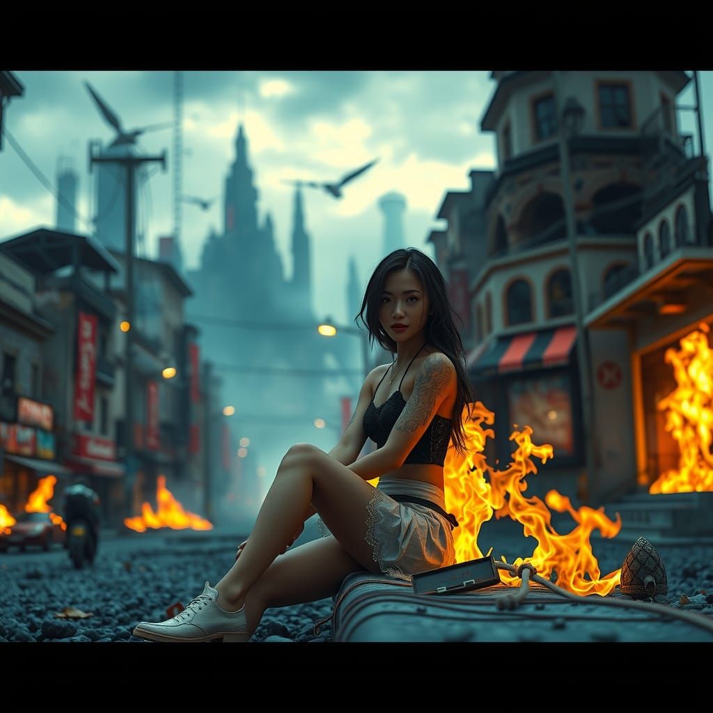 Fiery Futuristic Cityscape in Unreal Engine