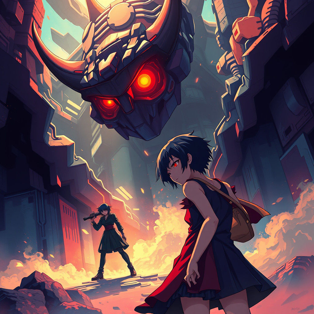 Dramatic Anime Scene in Studio Trigger Style