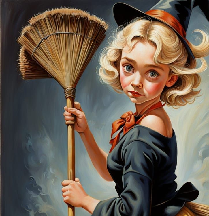 Witch chore sweeping