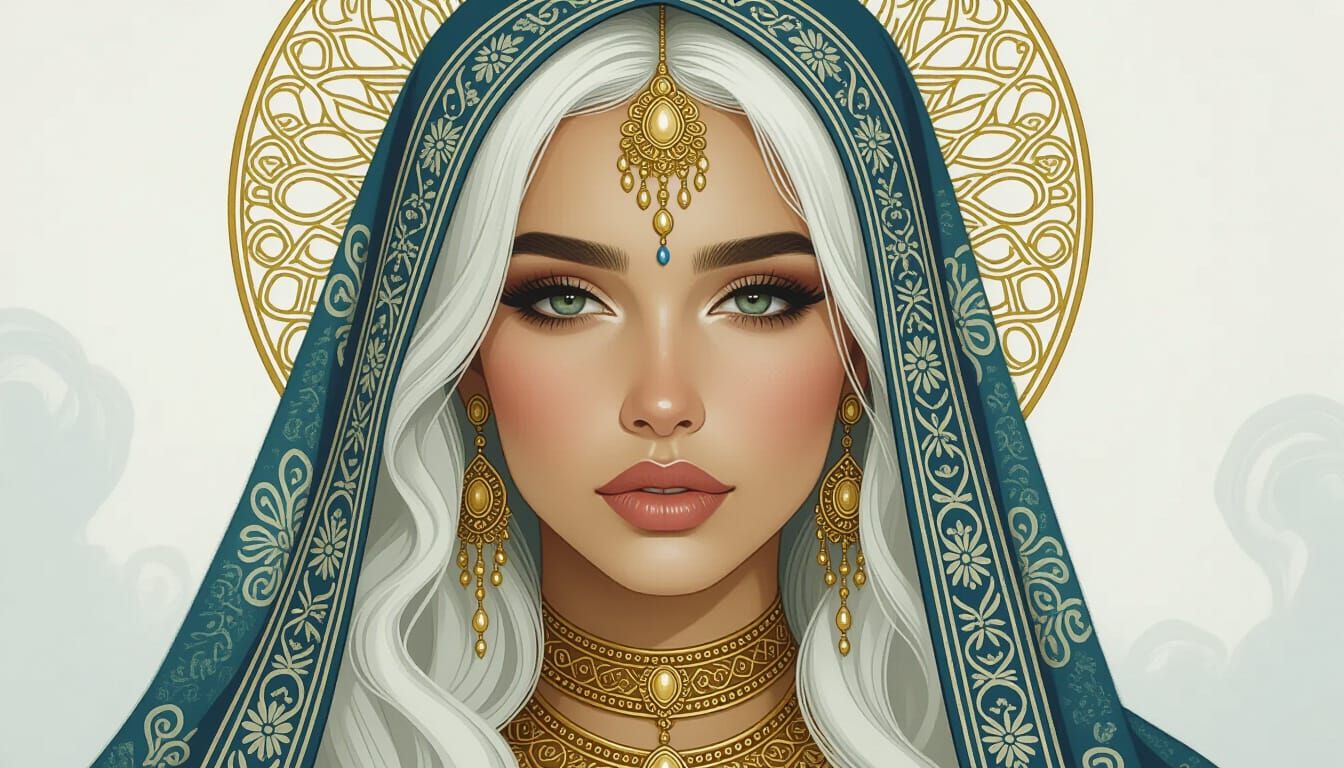 Algerian Woman with Alabaster Skin in Art Nouveau Style